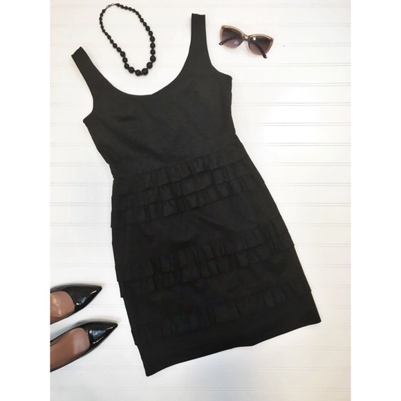 Elie Tahari Black Ruffle Cocktail Dress LBD Size 0 - Picture 3 of 8